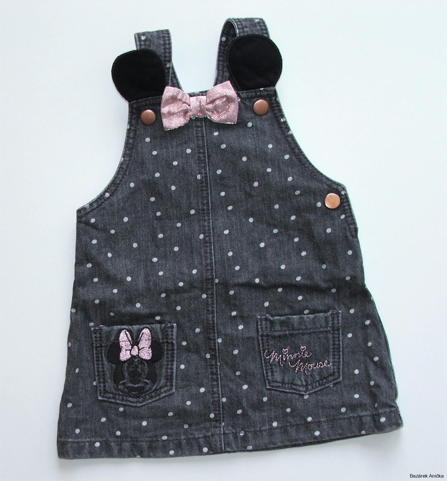 Riflová sukně s laclem Minií, vel. 74, Disney