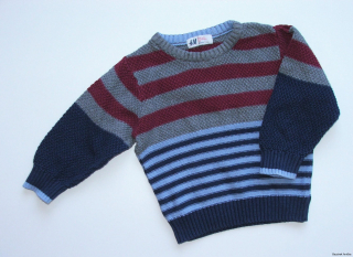 Pruhovaný chlapecký svetr vel. 92, H&M